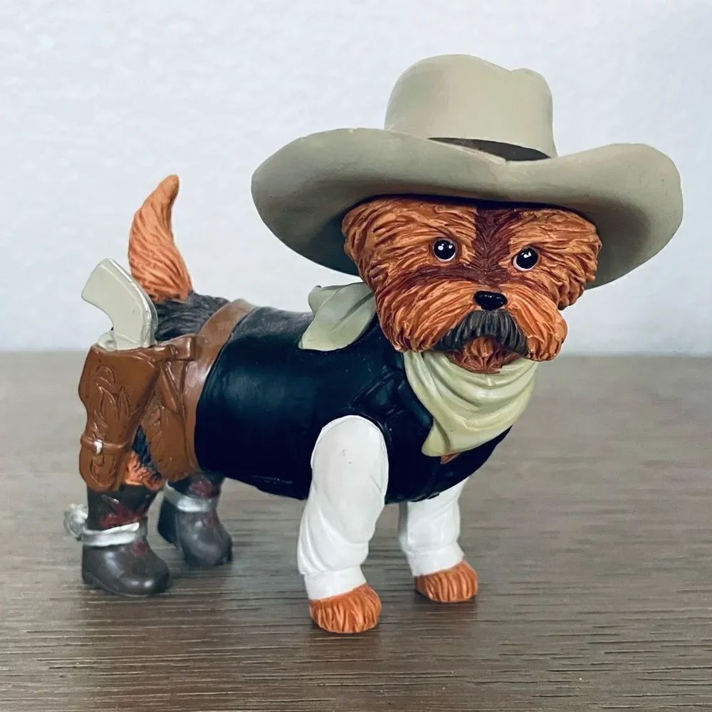Hamilton Collection Spurs N Furs Yorkie Dog Wild West Cowboy Figurine
